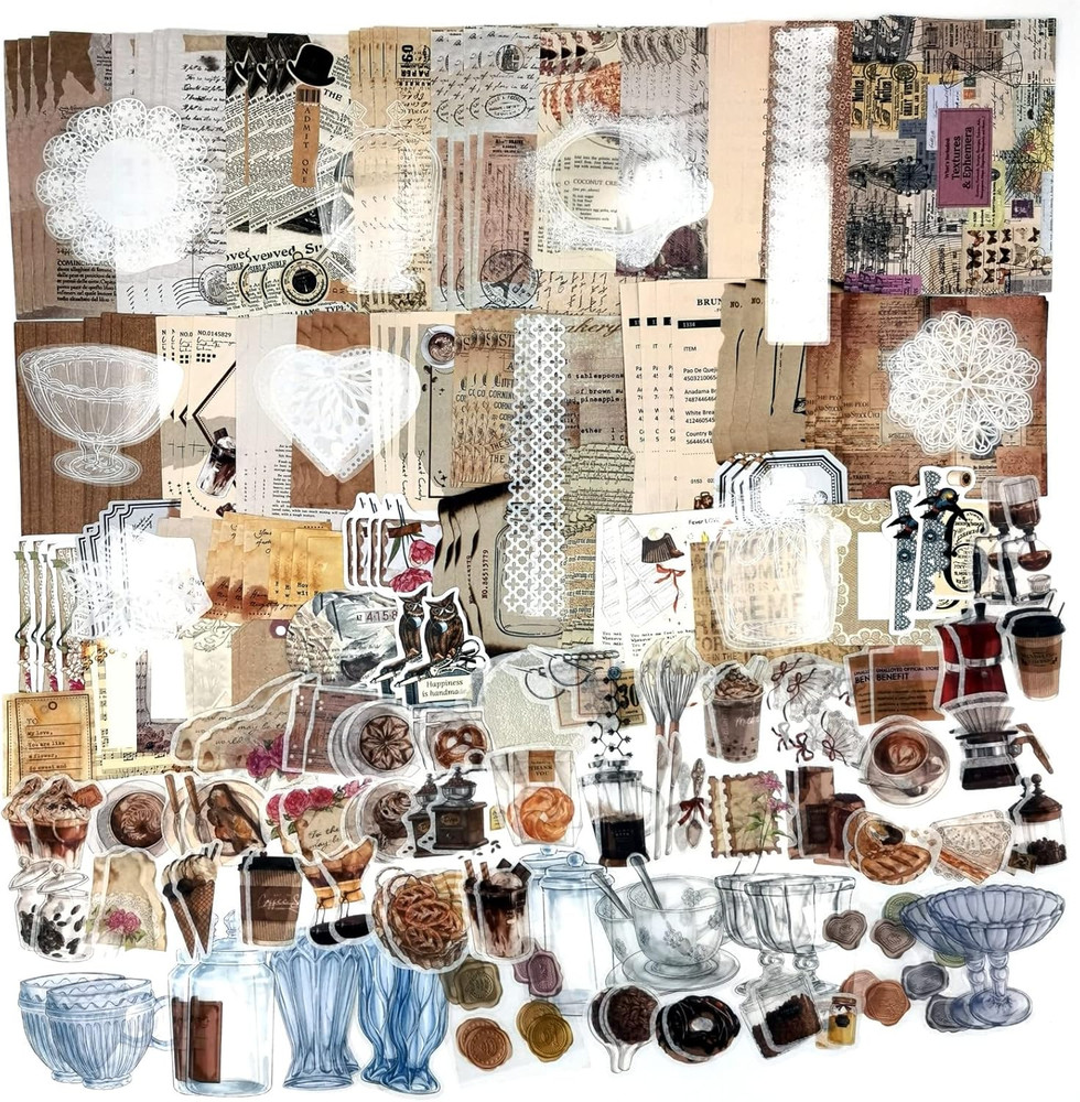 260PCS Vintage Journaling Scrapbooking Supplies Scrapbook Sticker Paper Ephemera