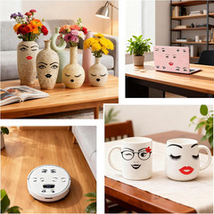 Face Stickers for Crafts,7 Sheets Make a Face Sticker for Pots Flower Stickers