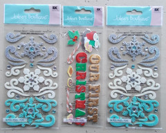 Lot 8 Jolee’s Dimensional Christmas Stickers Flourishes Snowflakes Penguins Star