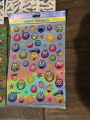 Lot Of 6 Vintage Style Sticker Sheets Golden Laser Holographic Cars Planes Robot