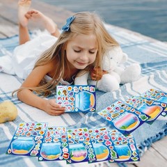 24 Sheets Make Your Own Ocean Stickers for Kids, Summer Sea Animal Color