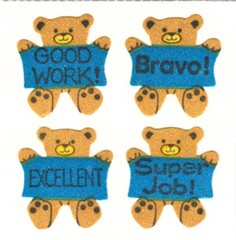 Vintage 80’s Great Seven 7 FUZZY Praise Teddy Bears Sticker Mod