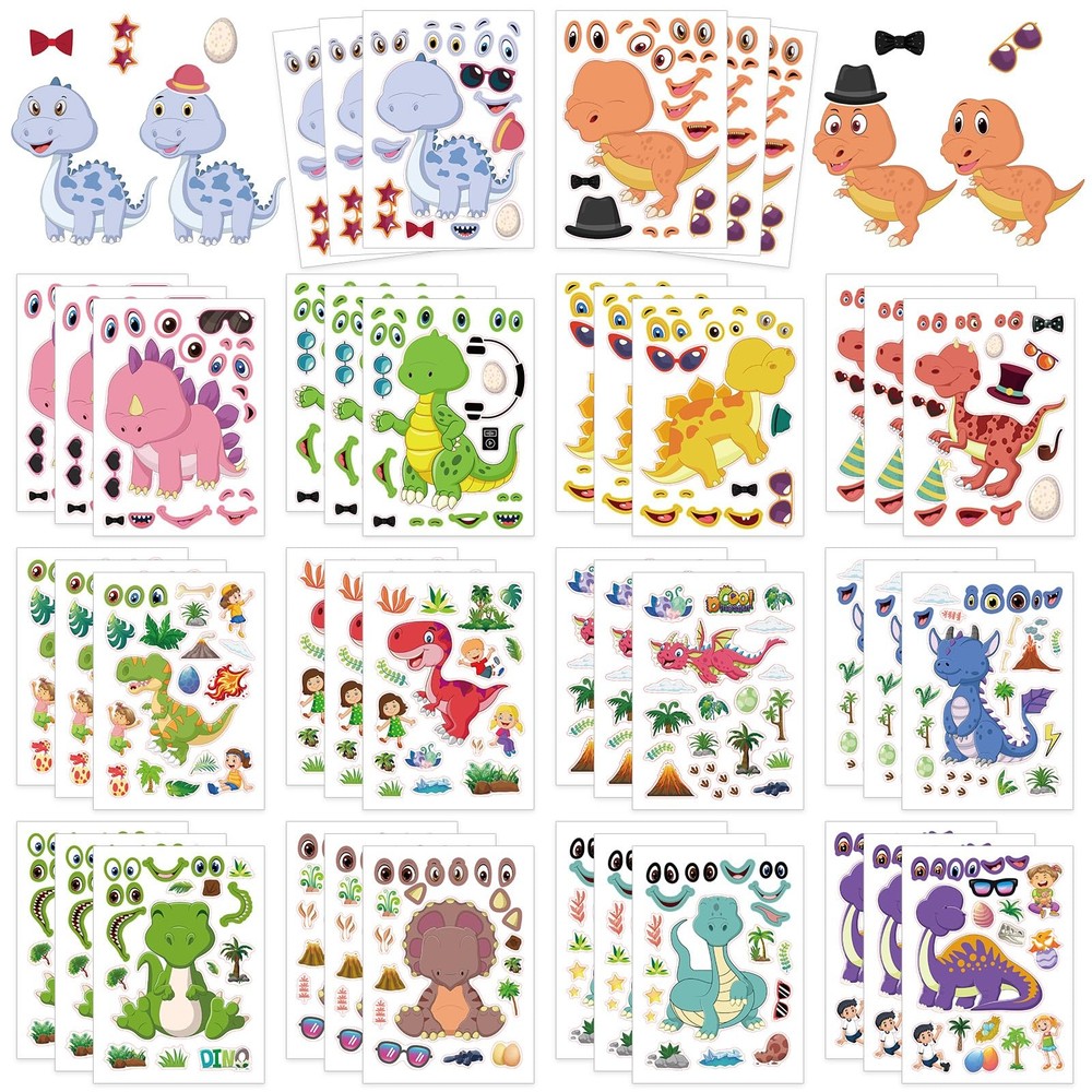 Cosomia 42 Sheets Create Funny Dinosaur Stickers, Make a Face Stickers for Bo…