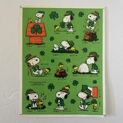 Vintage Peanuts Stickers Hallmark St Patricks Day Shamrocks Snoopy
