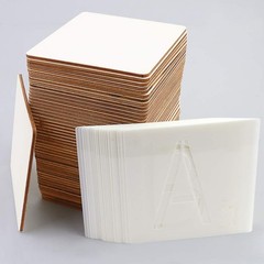 50 Unfinished Blank Wood Pieces 4 Inch with 26 Letters Stencils for Wall Deco…