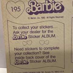 5 Vintage 1983 Barbie Stickers Topps Italy – # 175, 176, 22, 194 & 195 Mattel