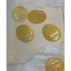 Vintage Easter Puffy Cloth Stickers Duck & Eggs W/ Faces Pastel Rare!