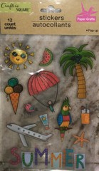 Stickers-1 Sheet Of 12 Pieces(Summer/Travel/Sunshine/Ice Cream/Birds)SHIPN 24HRS