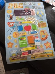 Vintage School Bus 3D Sticker Scrapbook Lot 6pc Freds MAMBI Paper House Kit