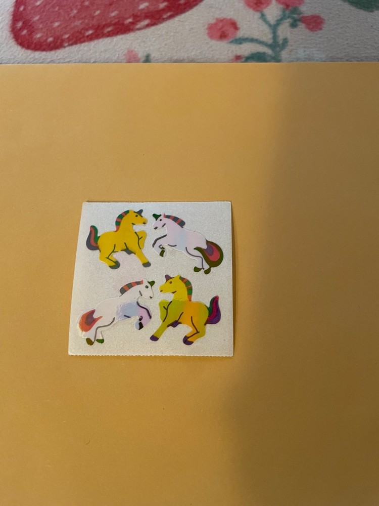 Vintage 1980s Great Seven Pearly Unicorn Stickers