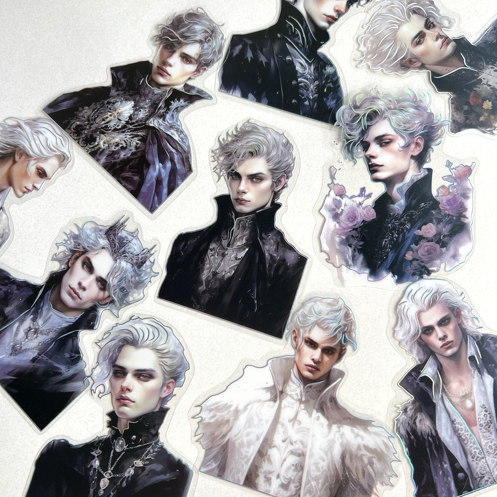 Gothic Handsome Men Stickers Holographic Foil Scrapbook Journal Collage