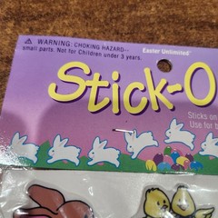 12 Vtg Stick-Ons Easter Unlimited Puffy Easter Bunny Eggs Chicks Stickers NOS