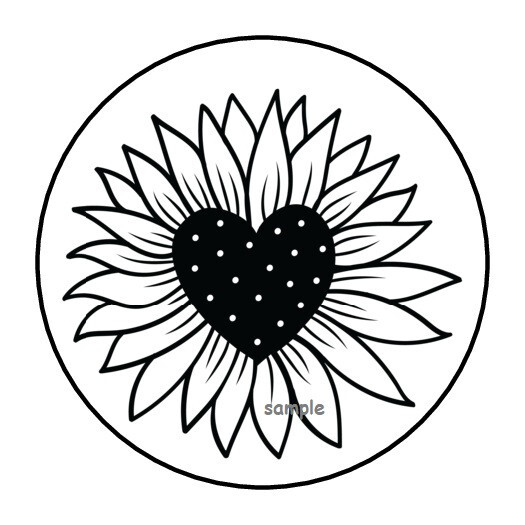 30 SUNFLOWER ENVELOPE SEALS LABELS STICKERS 1.5″ ROUND HEART
