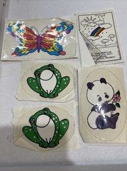 Vintage 80’s Stickers Sticker Lot Clear Frog Butterfly Rainbow Panda Collectible