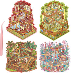 4 Oversized 3D DIY Stickers, Waterproof Quiet Book with Forests Decorating Mobil