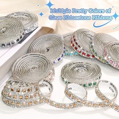 4 Rolls Rhinestone Ribbon Rolls,Red Glass Rhinestone Tape Stickers for DIY Cr…