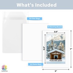 50 PCS Mat Board Center 5×7 for 4×6 Inch White Mat Kit 4ply Backing Boards