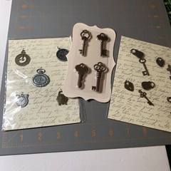 Michaels- Metal Icons Scrapbook Key Timepiece Crafting Journal Embellishments