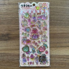 4Pcs Cute 3D Sparkle Gem Stickers Sweet Dessert Castle Epoxy Stickers for Scrapb