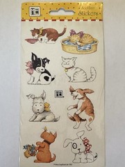 Rare Vintage Mary Engelbreit 1997 Cats Dogs Acid-Free Stickers NOS Sealed ME Ink