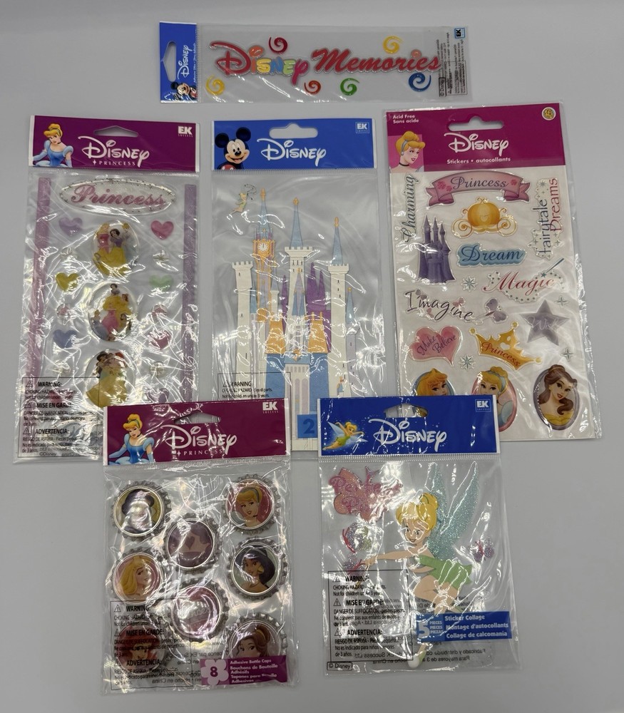 EK Success Disney Memories Princess Stickers & Embellishments – Lot of 6