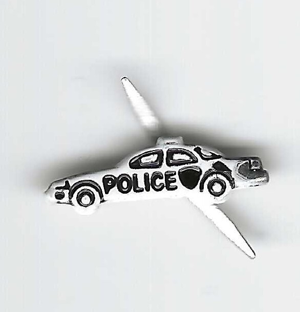 WHITE POLICE CAR SCRAPBOOKING DECORATIVE BRADS EYELET OUTLET8 PCS