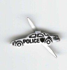 WHITE POLICE CAR SCRAPBOOKING DECORATIVE BRADS EYELET OUTLET8 PCS