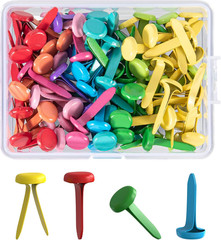 100 PCS Mini Brads, 8 x 20mm Brass Fasteners in a Box, Small Metal Brad for Pape