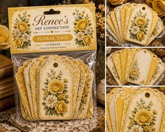 Handmade Floral Tag Pack Vintage Ephemera Tags Junk Journal Supplies Scrapbook