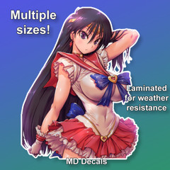 Sailor Mars sticker, anime girl laminated glossy vinyl waterproof Sailor Moon
