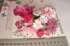 ROSE & Lt PINK Mix & BUTTERFLY 21 Flowers 9Styles PAPER SILK Flowers15-55mmA HH3