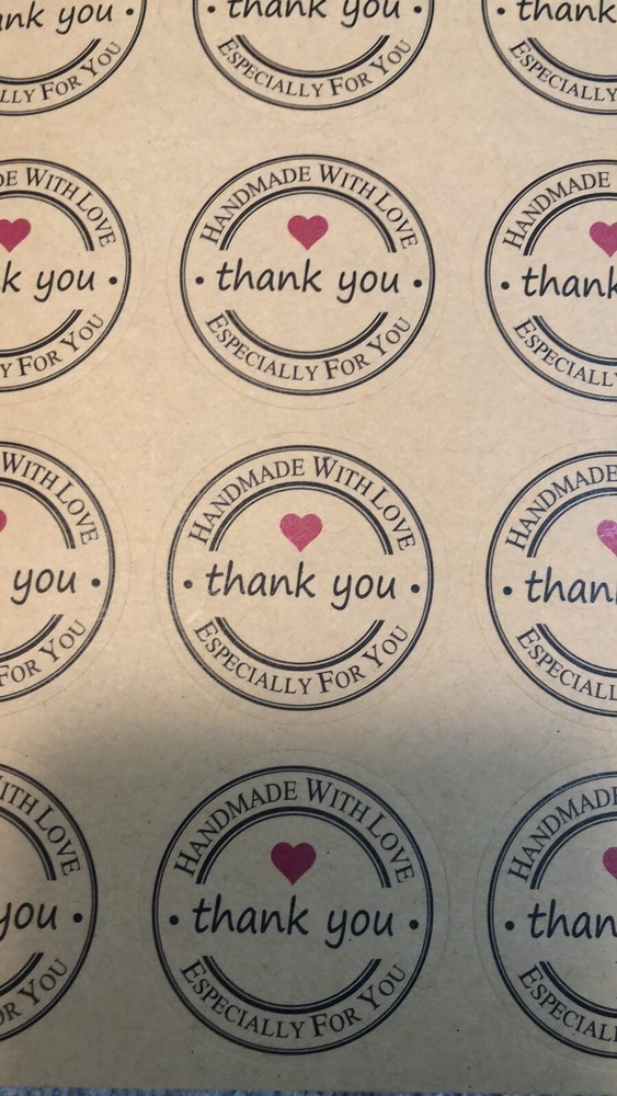 Handmade With Love / Thank You stickers 360 pcs Brown