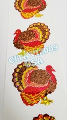HAMBLY STUDIOS STICKERS PRISMATIC GLITTER THANKSGIVING TURKEY BIRD VERY RARE.