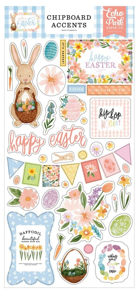 Echo Park Paper MY FAVORITE EASTER 6×13 Sheet of Chipboard Accents
