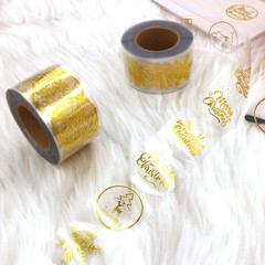 Christmas Stickers, 1.5 Inches, 600 Sheets, 6 Waterproof Transparent Gold Foil S