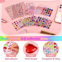 1782pcs Gems Stickers, Self Adhesive for Crafts Bling Multicolour
