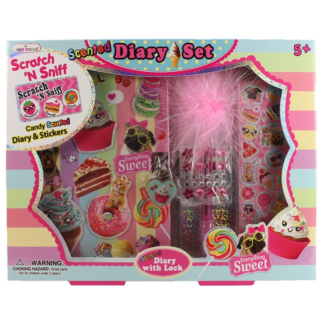 Scented Diary Set with 3D Stickers, Sweet Crush Design
