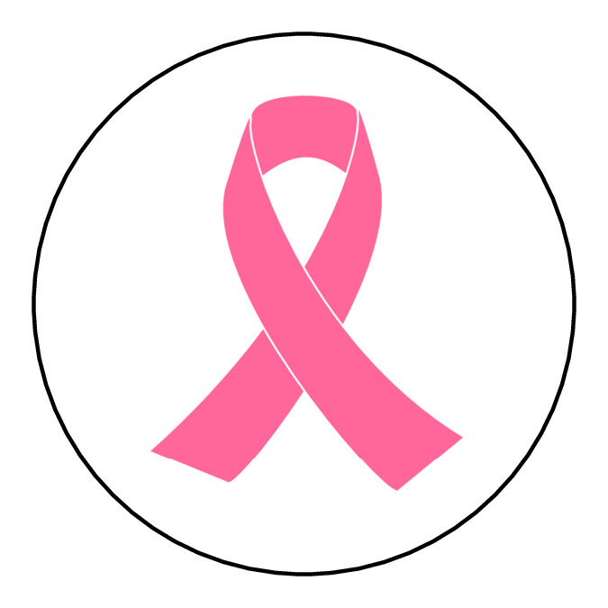 Pink ribbon stickers, labels, tags, envelope seals, Breast cancer awareness