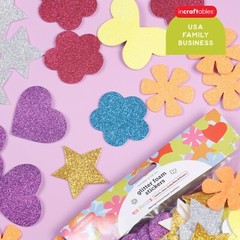 Incraftables Glitter Foam Stickers 100pc, Self Adhesive Kids Craft Shapes