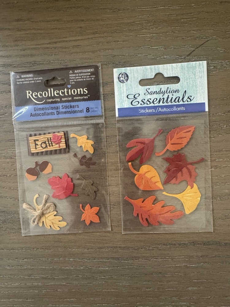 2 Brand New Packages Fall Leaves Stickers Recollections Sandylion Scrapbooking