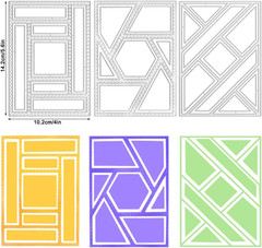 3 PCS Rectangular Die Cuts for Card Making, Frame Scrapbook Metal Cutting Dies