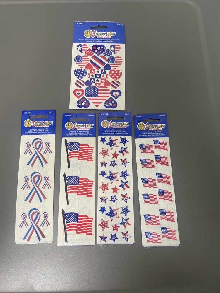 SandyLion Stickers Lot USA Flag Patriotic July 4 America