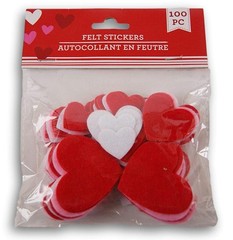 Heart Shaped Valentine Themed Felt Mini Sticker Set – Red, White, and Pink – …