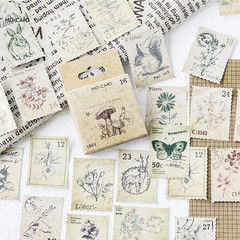138 Pcs/3 Sets Post Stamp Stickers Retro Cute Plants/Animals Decorative Sticker