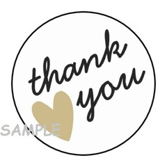 30 Thank You Envelope Seals Labels Stickers 1.5″ Round Gold heart