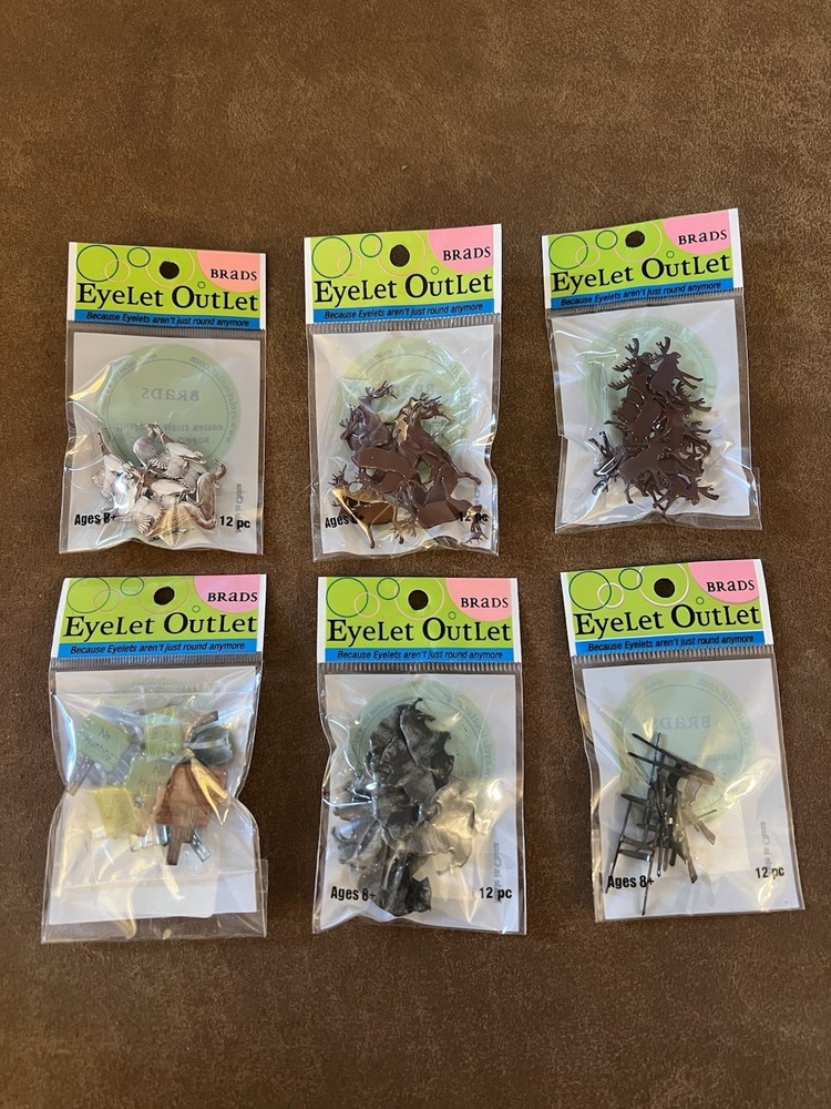 Eyelet Outlet Brads Lot of Hunting NEW 6 packs Card Making Scrapbooking Animals
