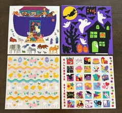 Vintage Mrs. Grossman’s Stickers-6 x 6-Easter, Halloween, Ark, Calendar 4 sheets