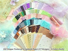 102 Unique Textured Scrapbook Papers & Mesh Fabric Sheets(17 Designs × 6 Colors