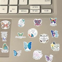 20Pcs Random Aesthetic Butterfly Inspirational Bible Verse Waterproof Stickers