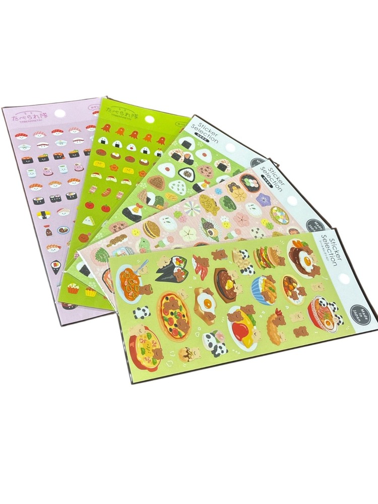 Japanese Food Sticker Set 5 Sheets Washi & Glossy Paper Kawaii Made in Japan